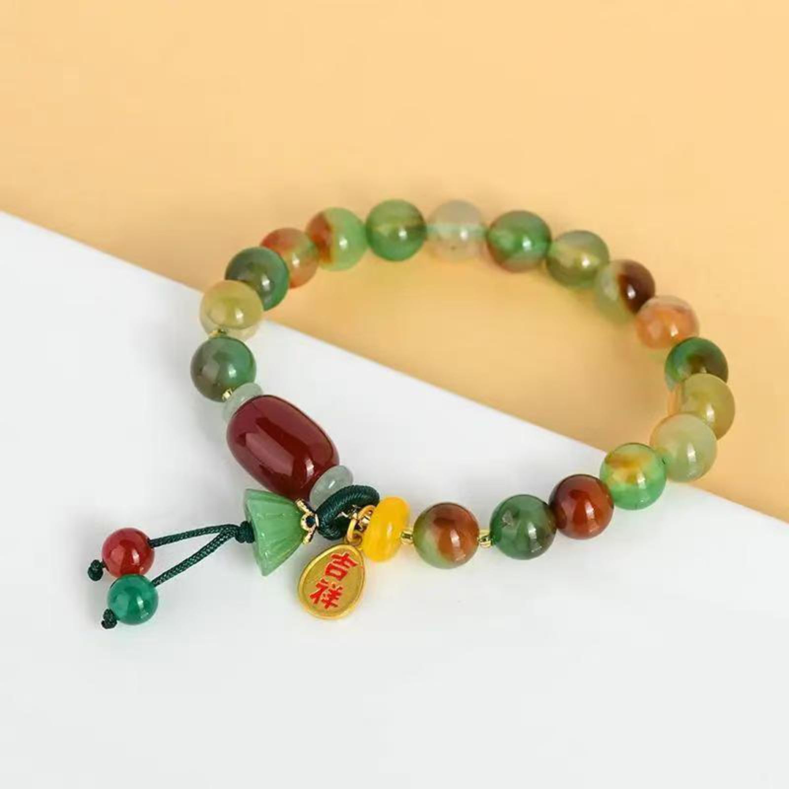 

Красочный браслет из эластичных бусин из нефрита, Нефритовый браслет для женщин, Браслет из нефрита ручной работы One Size