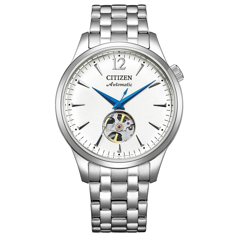 

[Citizen] watch citizen collection mechanical automatic winding mechanical open heart See-through back waterproof white NH9131-73A men s silver
