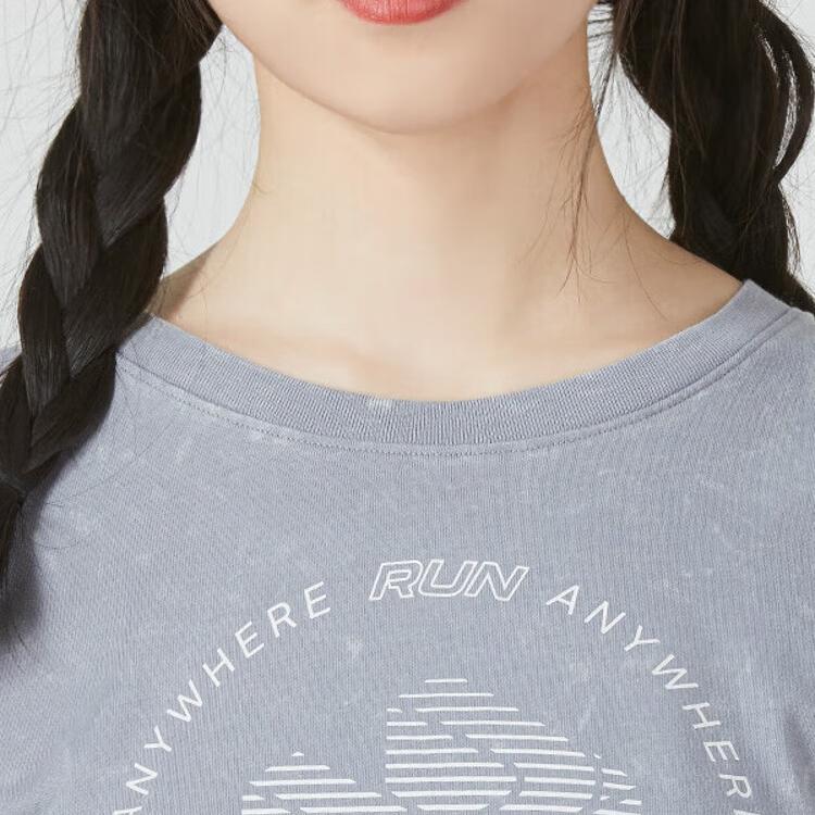 Under Armour Anywhere Solid Color Letter Print Round Pattern Short Sleeve T-Shirt Women Tops Gray 1369518-035