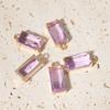 Rectangle Light Purple Synthetic Crystal Copper Charms, Golden Plated DIY Pendants for Earring Necklace Craft Making