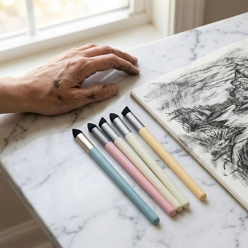 3Pcs Reusable Sponge Pens BPA Free Washable Brushes for Pastel Oil Painting Sketching Kids Use