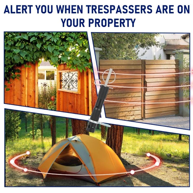 Portable Perimeters Trip Alarm Camping Trip Wire Alarm Device Early Warnings Security System for Camping Property Safety