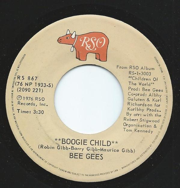 

7inch Record BEE GEES - Boogie Child / Lovers RS867 RSO 1976 Canada Pop Used