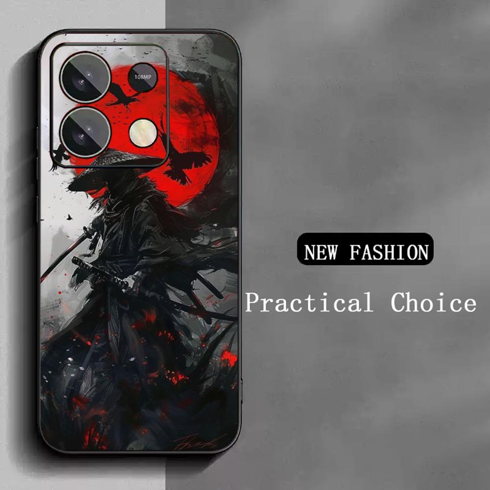 

Japan samurai fashion pattern design Phone Case For Redmi Note 14 13 12 11 Pro Plus S 5G 14C A3 Soft Black Phone Cover Redmi Note 11 Pro 5G