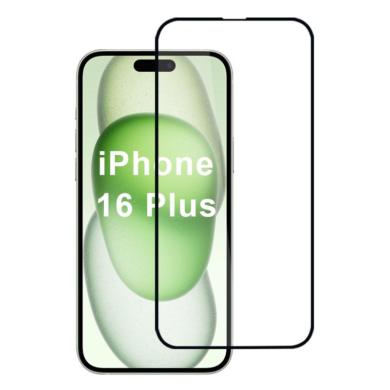 

For iPhone 16 Plus Screen Protector High Aluminum-Silicon Glass Full Coverage Silk Printing Film Type A
