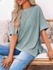 Womens Ribbed Batwing T Shirt Short Sleeve Loose Fit Summer Tunic Top