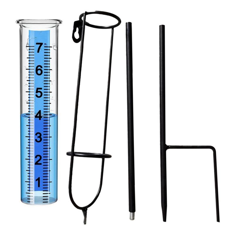 ABBY-Rain Gauge, 7Inch Freeze Proof Rain Gauge Outdoor, Large Clear Numbers And Adjustable Height For Garden, Lawn And Farm