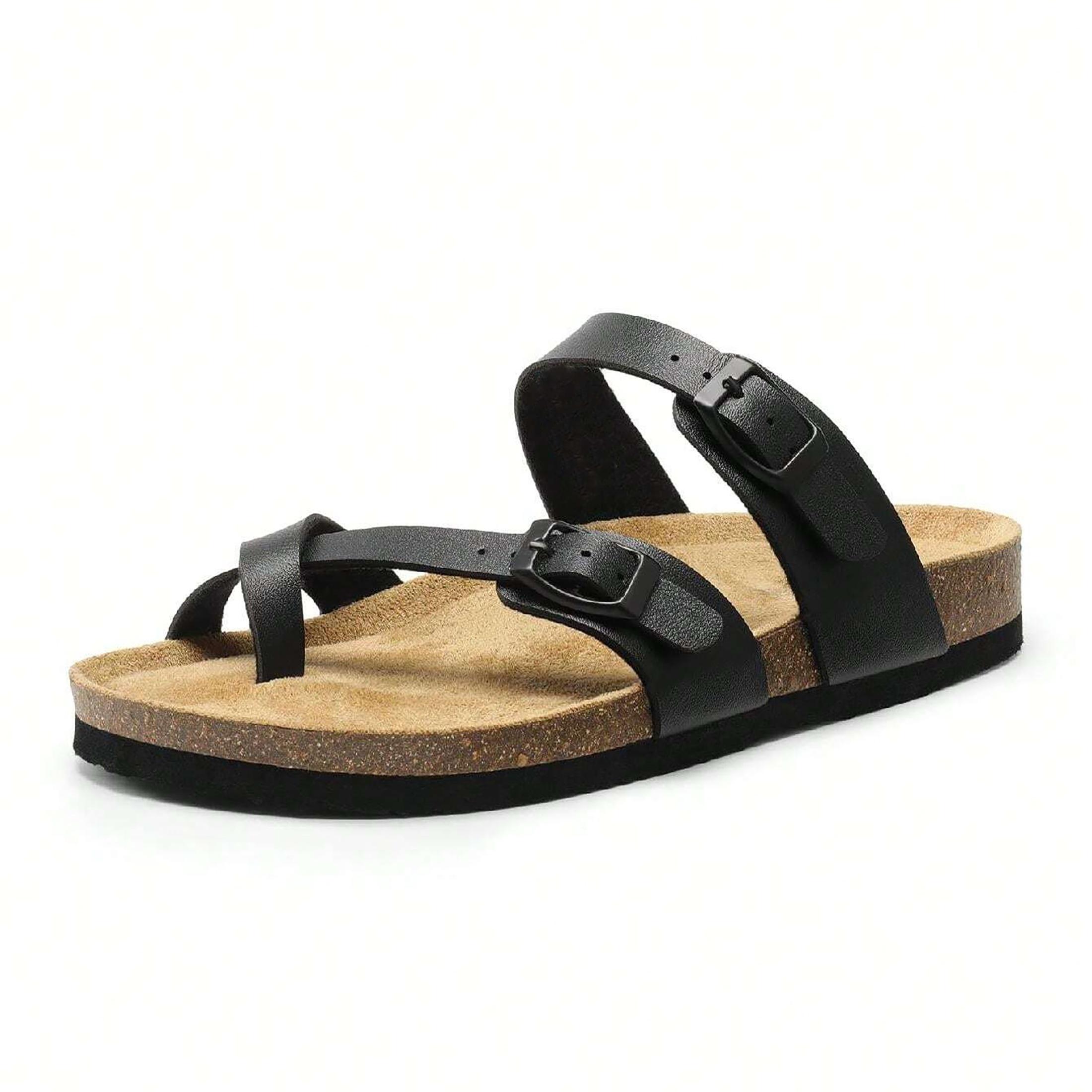 Женские шлепанцы без шнуровки с регулируемой пряжкой пробковая стелька шлепанцы с удобной опорой свода стопы для улицы 44 чёрный 1960₽