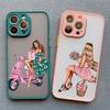 Cute Cartoon Hand Drawn Beautiful Girl Phone Case for Iphone 16 15 14 Pro Max 13 11 12 Mini Pro Max X XR XS 7 8 Plus SE2 Cover