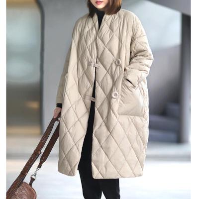 Plus Size Women's Mid-length Long-sleeved Cotton-padded Jacket Women's Jacket Women's Tide Autumn and Winter Warm Imitation Down Jacket Women