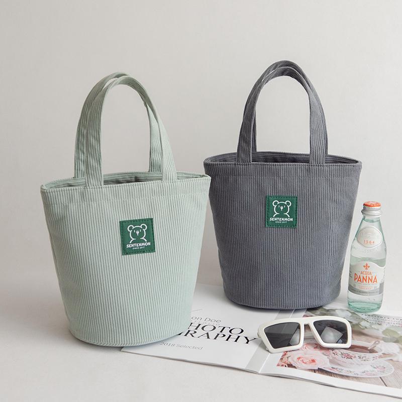 

Korean Style Hand-customized Corduroy Tote Bag - Fashionable, Versatile Canvas Carry Bag for Women White without Pattern