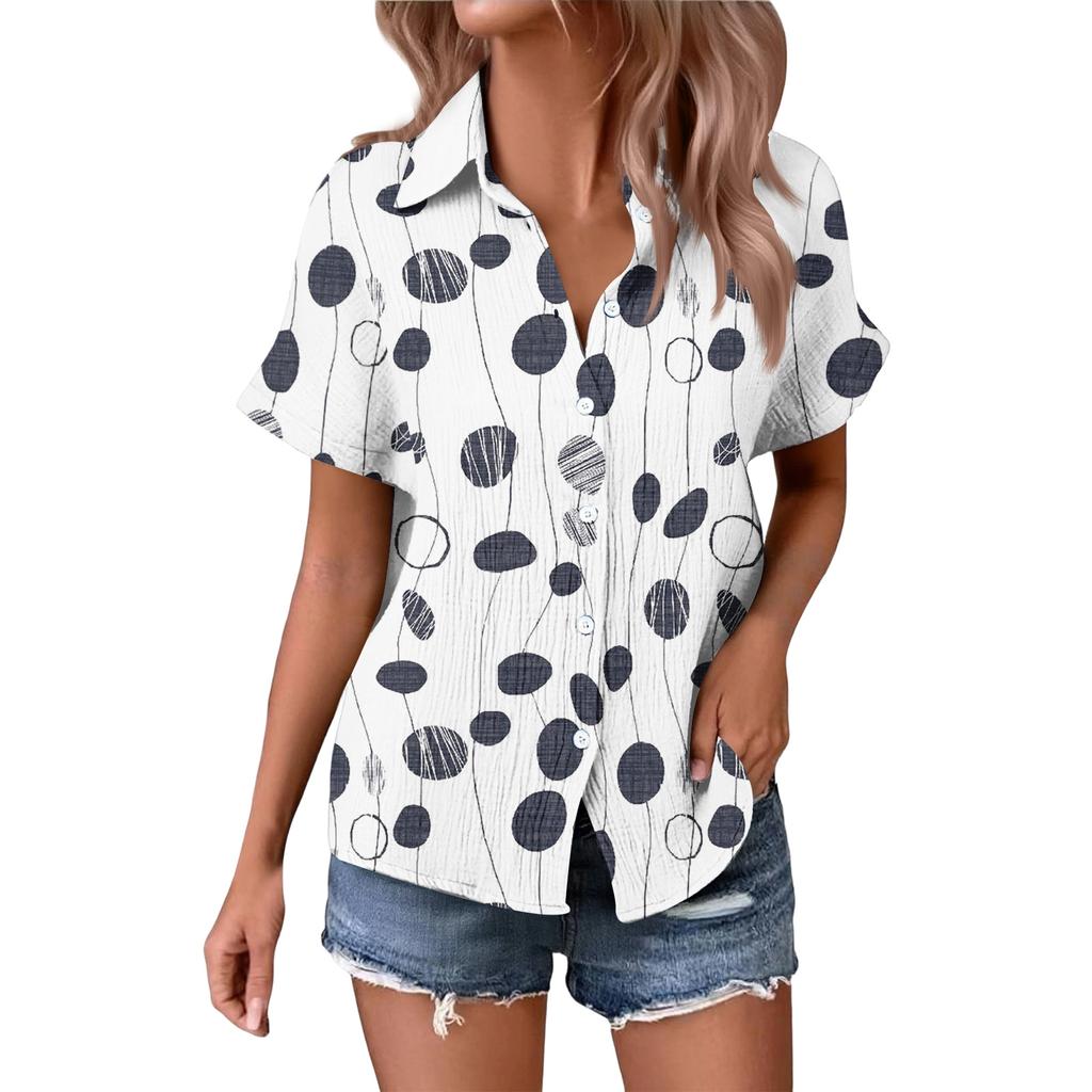 Women's Fashionable Casual Loose Floral Print Short-sleeved Shirt