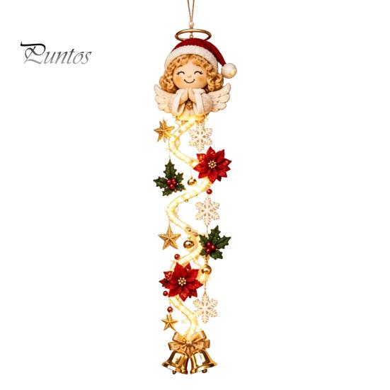 Snowflake Xmas Mantel Accents Glowing Christmas Door Hanger, Crochet Spiral Ornament with LED Lights, Snowman Santa Reindeer Decorative Winter