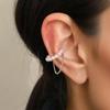 Non Pierced Women's Ear Cuff New Pearl Clip Earrings Copper Color Chain Ear Clips Double-layers Elegant Fake Cartilage Earrings