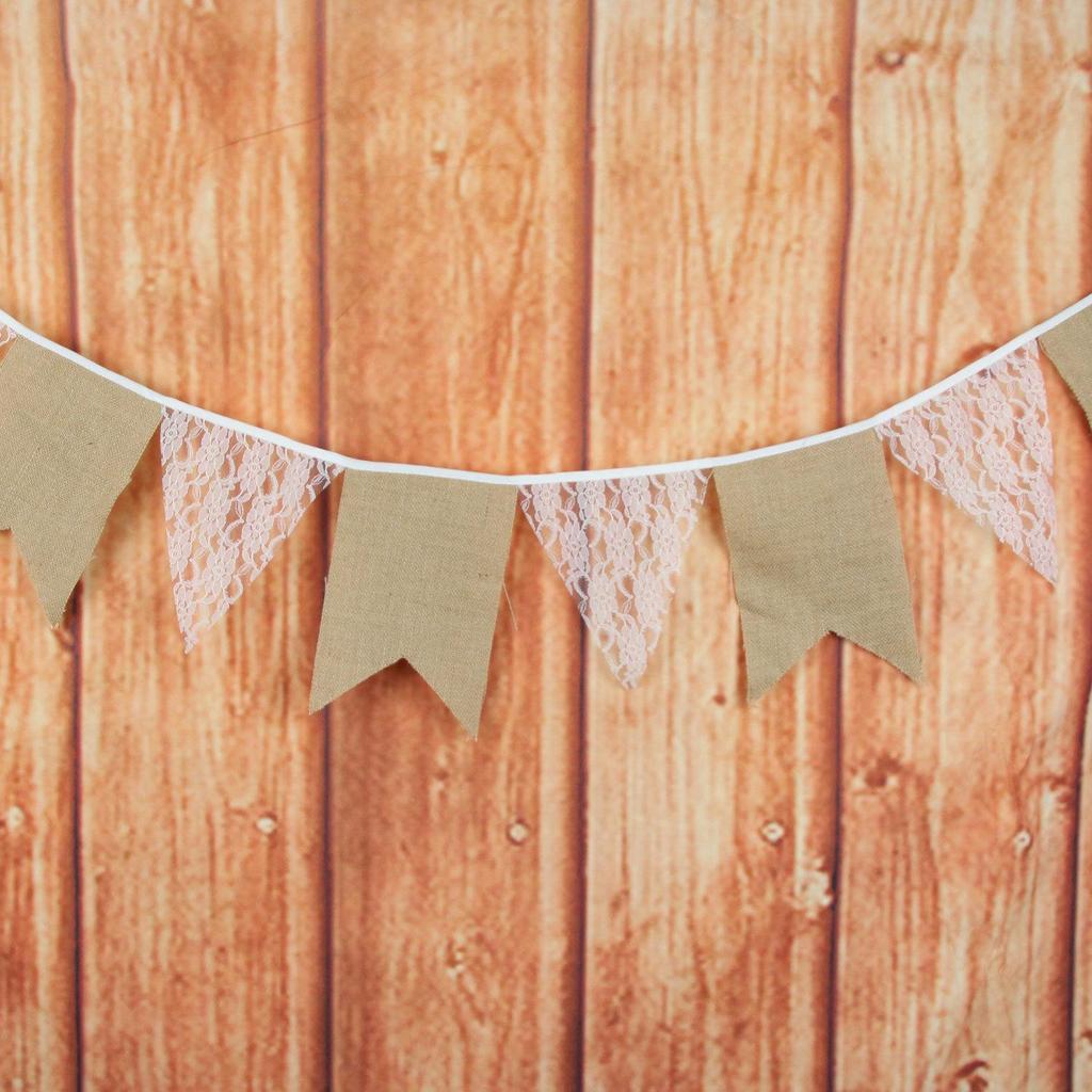 Plum Blossom Lace Floral Linen Triangle Wedding Banner