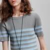 Chuyu Women's Ice Silk Striped Short Sleeve Knit Top