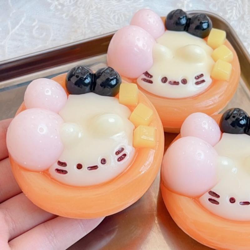 Cute Kitten Egg Tart Pinch and Pressure Ball - Claw Theme, Perfect Christmas/Halloween/Easter Gift