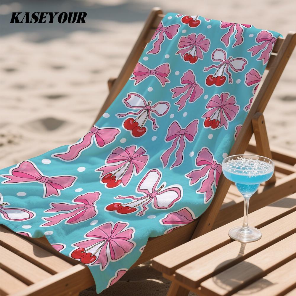Coquette Cherry & Bow Compact Travel Beach Towel Super Absorbent Sand Resistant, Microfiber for Swimming Camping Yoga