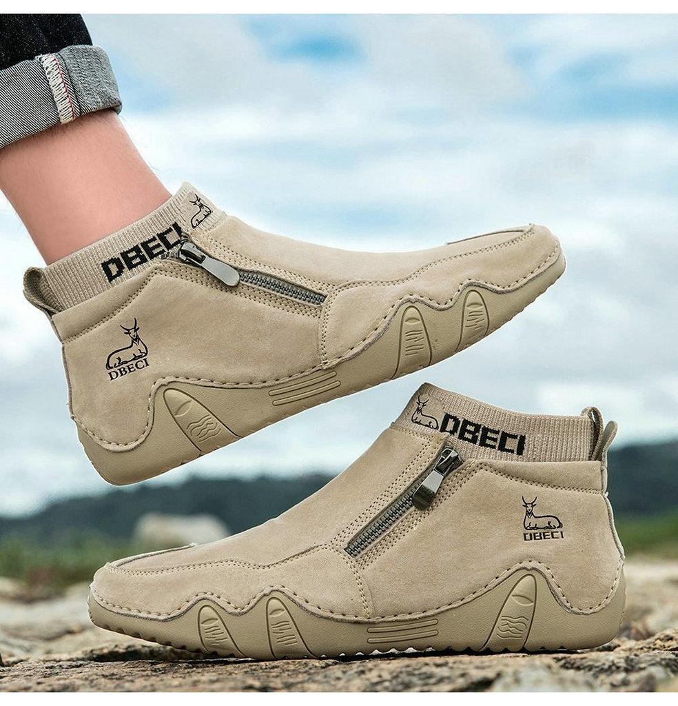 Men's Retro Style Genuine Leather Martin Boots - Large Size, Wear-Resistant High-Top Outdoor Casual Shoes