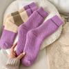 Podzimní a zimní zesílené a fleecové ponožky Kašmírové teplo Fialové dámské ponožky ve tvaru srdce