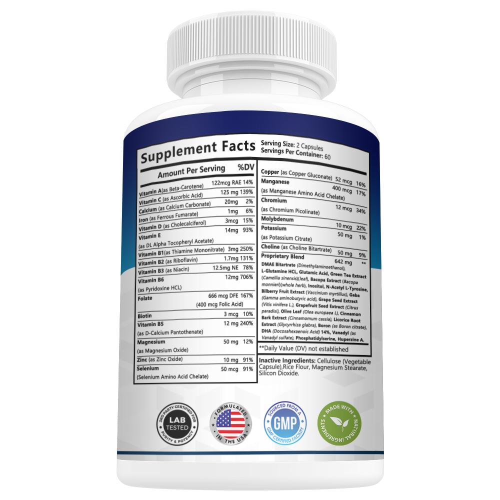 Multivitamins Supplement, With Vitamins, Calcium, Iron, Magnesium, 120 Capsules