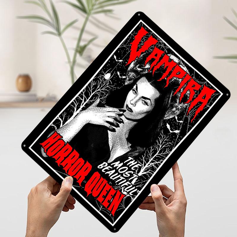 Vampira Printed Poster Customized Wall Art Retro Vintage Metal Tin Signs for Home Bar Accessories Office Decor House Items Room