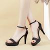 Comemore New High Heeled Sandals Women Summer Heels Sandal Glitter Black Pumps Classic Party Wedding Shoes on Platform Sandalias