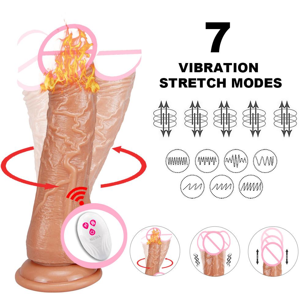 Opstotende Roterende Afstandsbediening Dildo Vibrator Vrouwelijk Realistische Penis G-spot Clitorale Stimulatie Gay Zuignap Masturbator Koppel Vrouwen Seks Speelgoed