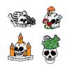 Unique And Stylish Skull-shaped Brooch Pin Candle And Crystal Ball Design For Fashion Lovers