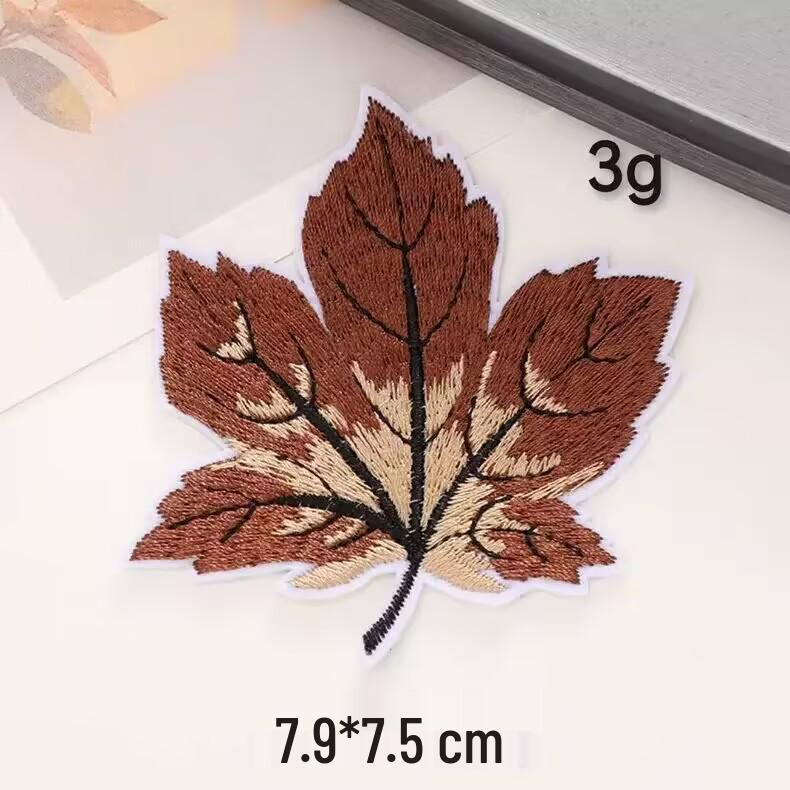 Maple Leaf Computer Embroidery Patch for Jackets - Self-Adhesive Textile Sticker Accessory