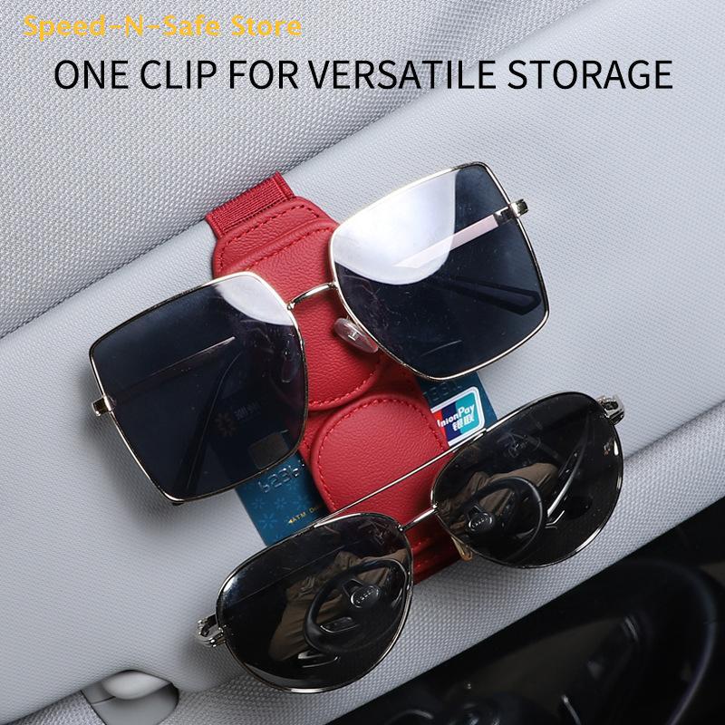 Leather Magnetic Eyewear Holder for Car Visor Sunglasses Clip Quick Installation Eyeglass Storage for Driving Convenience