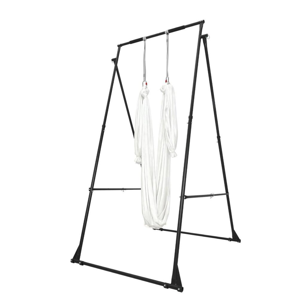 Yoga-Ständerrahmen, Maximale Belastung 200 kg Schwingständer, Dreieckige Struktur Aerial Rig, Aerial Silk Ständer mit EVA-Schaumstoff & 6m Yoga-Hängematte, 4-stufig Horizontal