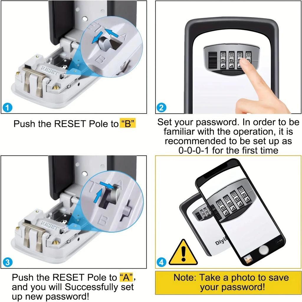 Caixa de Segurança para Chaves com Tampa Articulada Ultra Segura - Armazenamento de Chaves de Plástico - para Residência, Emergência, Viagem e Segurança em Reformas