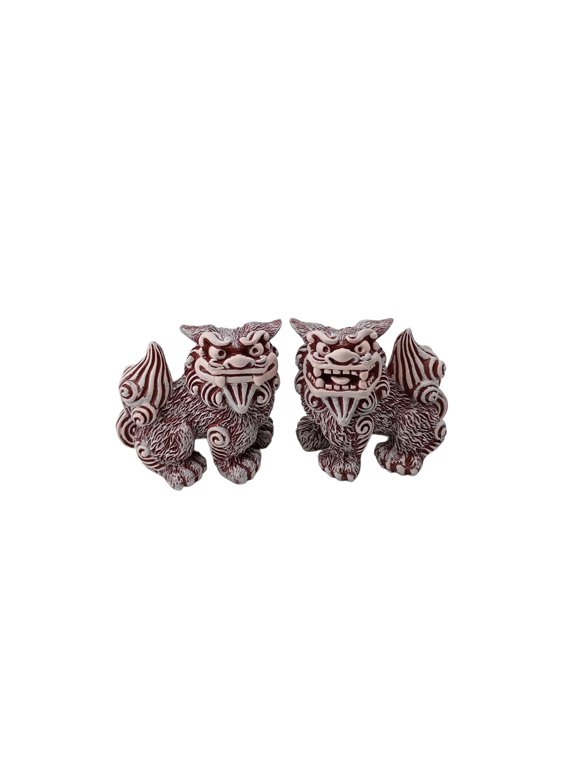 

Okinawan Curry Shisa Pair Souvenir, Protection from Evil, Lucky Charm, Good Fortune, Feng Shui, Amulet, Tea, Seat, Sticker Included