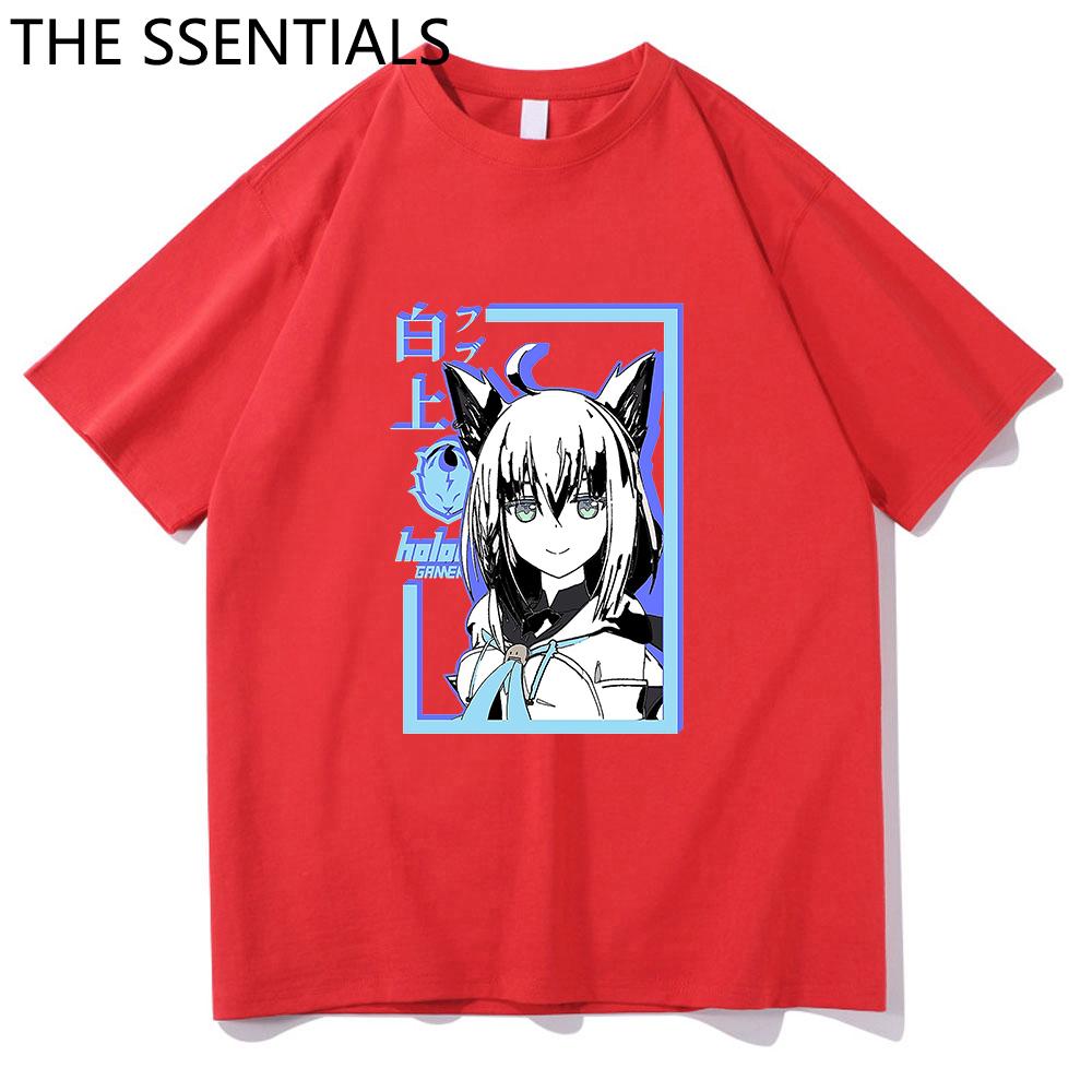 Hololive VTuber T-skjorte Unisex Harajuku tegneserie-grafikk-t-skjorter Unisex-tilfeldig bomullst-skjorte Herre Anime Kawaii Shirakami Fubuki T-skjorte