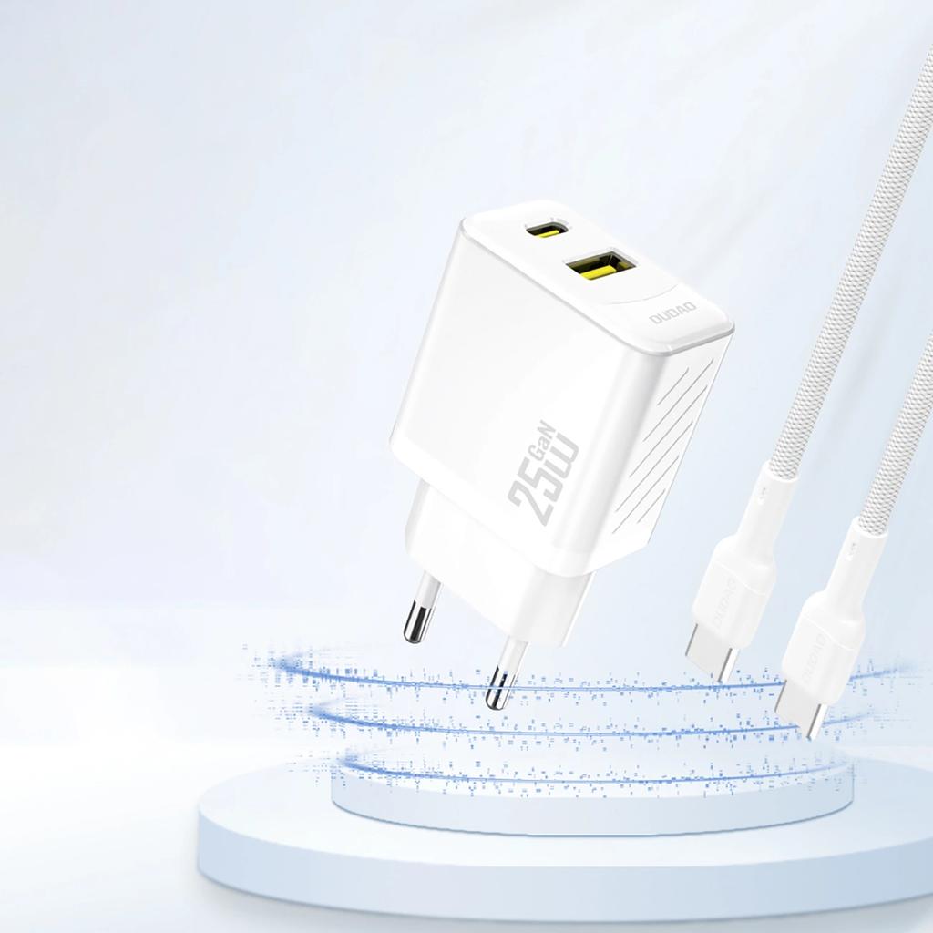 Ładowarka Dudao A26T Gan 25W Usb-A, Usb-C - Biała