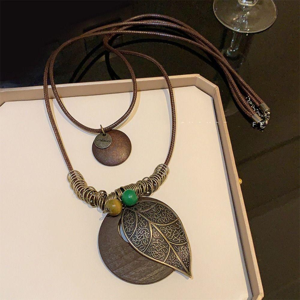 Tassel Ethnic Style Wooden Necklace Wood Bohemian Style Necklace Sweet Long Sweater Chain  Gift