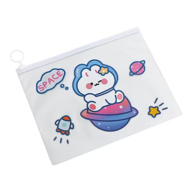 Office School Supplies Cartoon Astronaut File Student Transparent Waterproof Test Paper Bag Zipper Kawai Stationery Pencil Bag