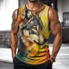 Letní Módní Potisk Vlk Zvíře Cool Pěkný Lehký Sport Fitness Pánská Vesta Módní Pohodlná Ležérní Velká Velikost Vesta