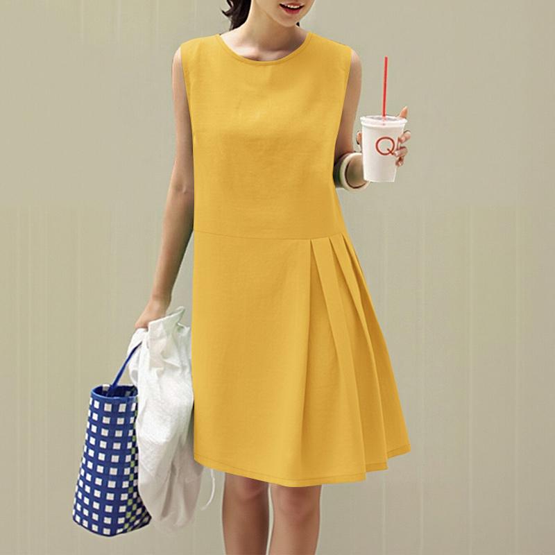 ZANZEA Abito estivo casual senza maniche con scollo rotondo da donna