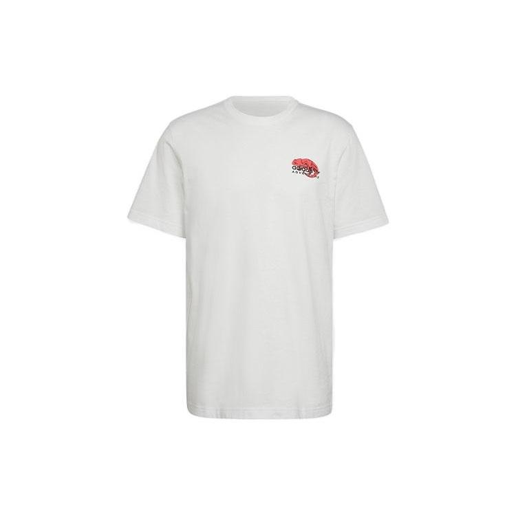 adidas originals Printing Pattern Sports Round Neck Short Sleeve White Men s HF4761 L