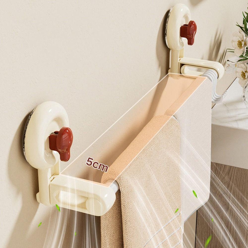 Plastic Suction Cup Towel Rack Punch Free Bath Towel Hanger Durable Single Rod Towel Rack Toilet
