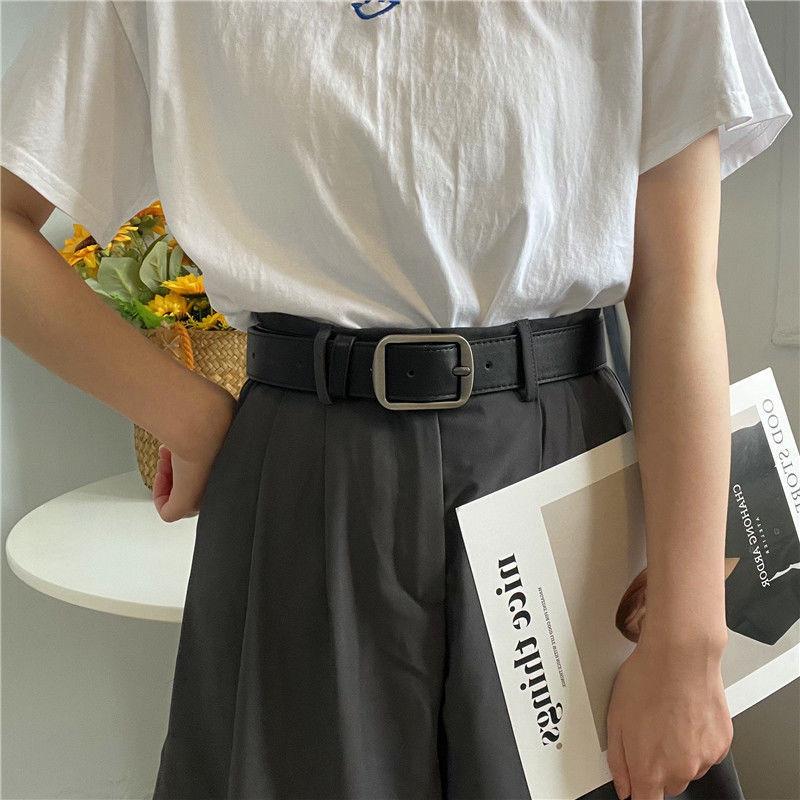 Korean Style Trendy Retro Belt With Square Buckle For Youth Perfect For Jeans And Casual Wear