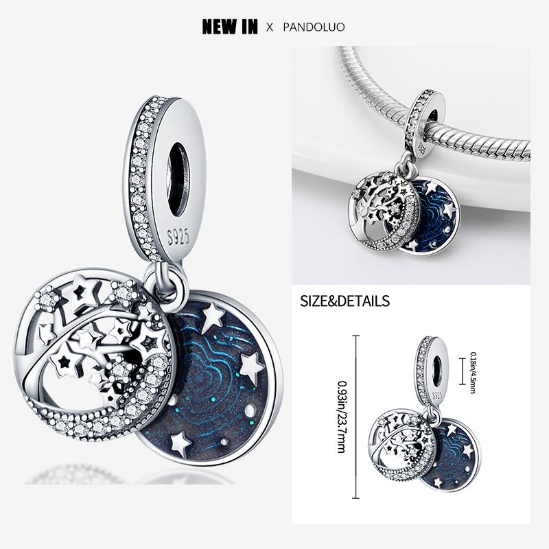 New In Star Moon Sun Series Charm Beads Fit Pandach Original Bracelet Women Copper Pendant Bead Jewelry Gift