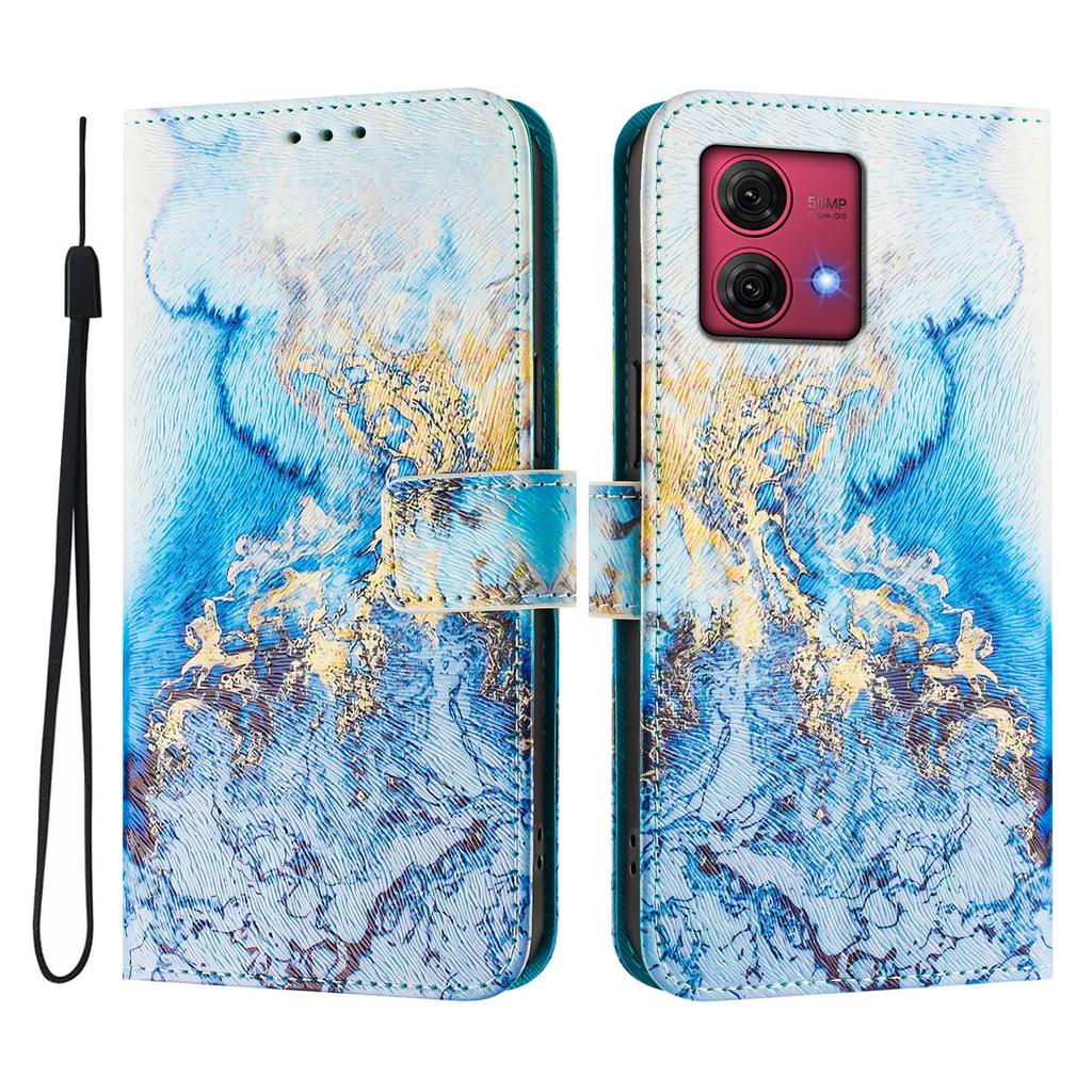 Ocean Colored Marble Luxury Painted Leather Case Wallet Book Style Cover for Motorola Moto G60,G40 Fusion,G10,G20,G30,G Play,G Power,Edge 50 NEO...