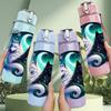 1PC Moon Cat Galaxy Night Art Print 750ml Color Plastic Sports Water Bottle Leakproof Flip Straw Lid Suitable for Sports Office Home Use