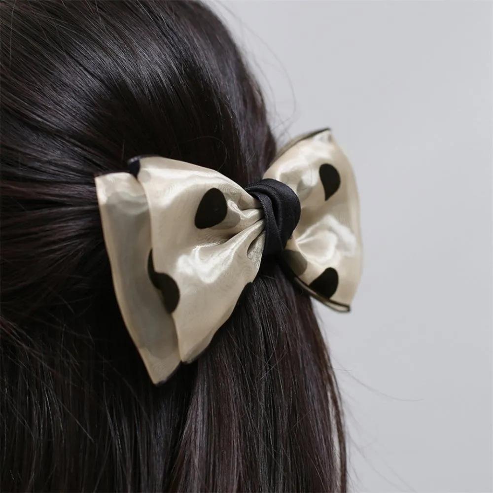 Angel Shushu Dot Ribbon Automatic Hairpin Yellow One-Touch Hairpin Automatic Hairpin Ribbon Hairpin