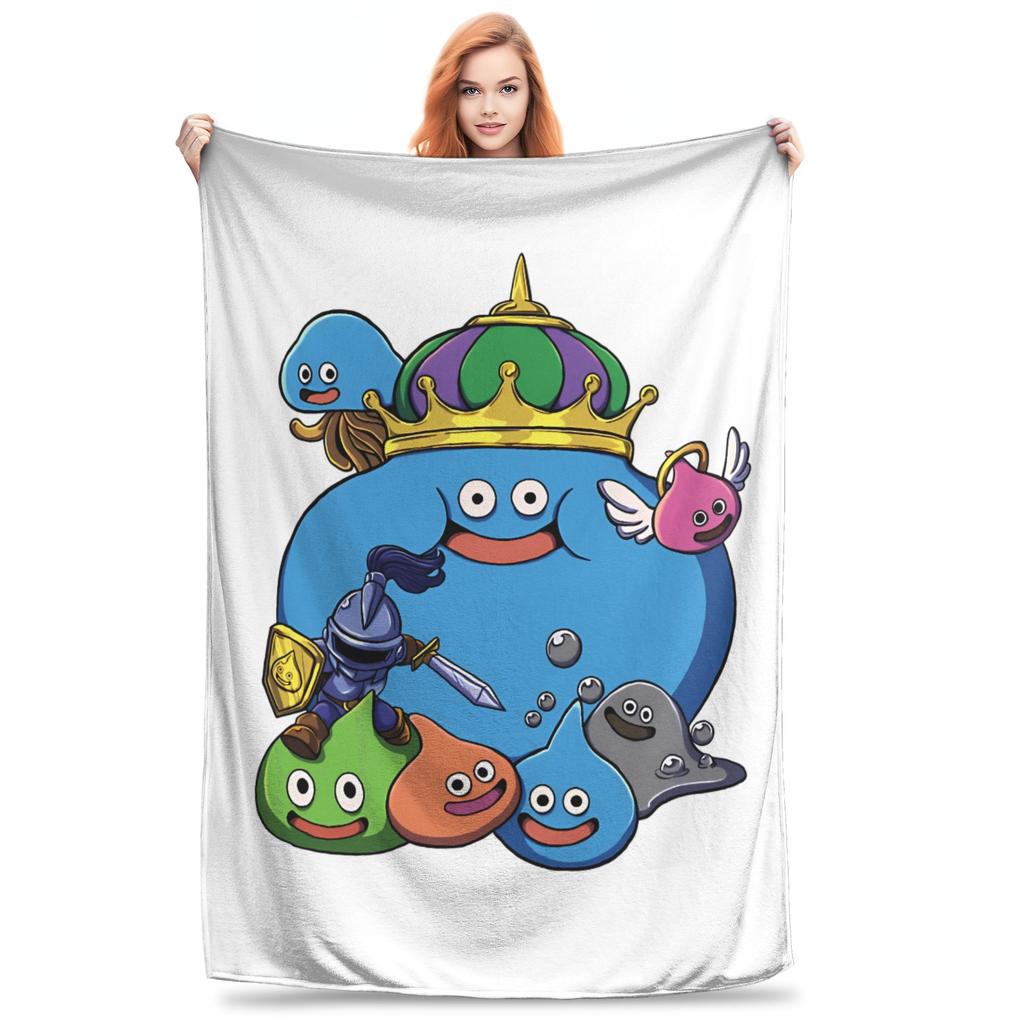D-Dragon Quest Slime Plush Blankets Kids  Flannel Throw Blanket For Couch Chair Sofa Bed Warm Custom Quality Bedspread Gift Idea