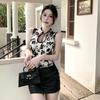 #Summer New Chinese Style Wind Mesh Yarn Flocking Three-dimensional Floating Flower Hollow Vest Female Slim Fixing Belt Chest Pad