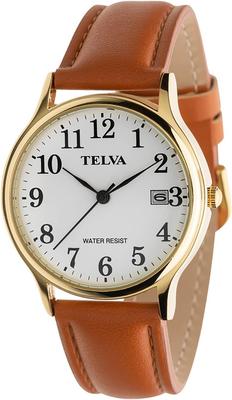 CREPHA Analoge Wasserdichte Uhr mit Lederarmband für Herren, Braun, TE-AM243-WTG